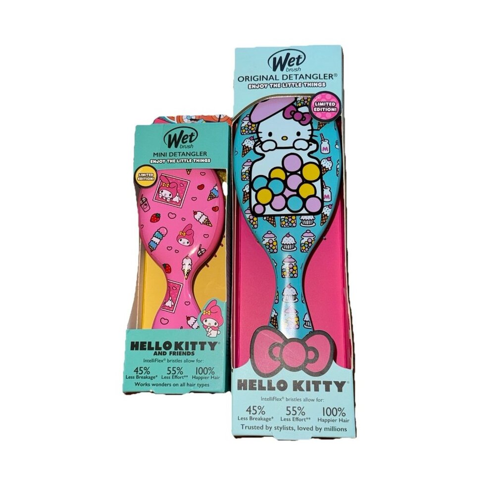 New! Hello Kitty Wet Brush Mini/full Size Detangler Set Limited Edition. 2pcs
